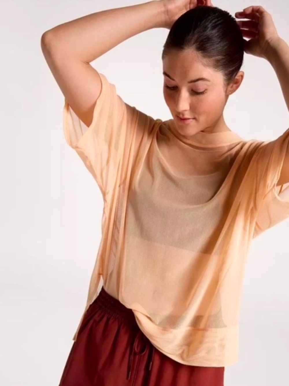 CALIA by Carrie Underwood Oversized Peach Sherbet Mesh Tee| S |NEW